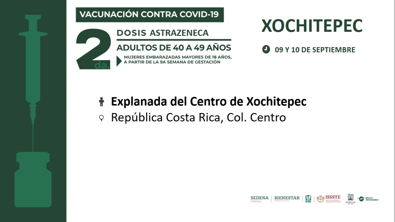 Aplicarán segunda dosis contra COVID-19 en Emiliano Zapata, Jiutepec,  Xochitepec y Temixco | Secretaria de Salud