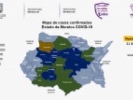 Mapa de casos confirmados por COVID-19 en Morelos