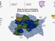 Mapa de casos confirmados de COVID-19 en Morelos