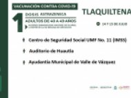 Ciudadanos de 40 a 49 años de Coatetelco, Tetecala y Tlaquiltenango serán vacunados contra COVID-19