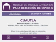 Módulos de pruebas antigénicas en Cuernavaca, Cuautla y Zacatepec