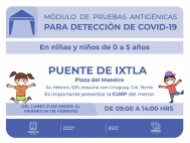 Llegarán pruebas antigénicas a Tetela del Volcán, Coatetelco y Puente de Ixtla