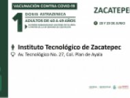 Convocan a personas de 40 a 49 años de Jojutla, Zacatepec y Emiliano Zapata a vacunarse contra COVID-19