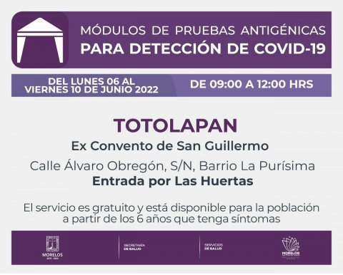 <a href="/noticias/aplicaran-pruebas-antigenicas-para-deteccion-de-covid-19-en-totolapan">Aplicarán pruebas antigénicas para detección de COVID-19 en Totolapan</a>