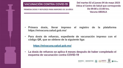<a href="/noticias/sigue-vacunacion-contra-covid-19-personas-mayores-de-18-anos-en-centros-de-salud">Sigue vacunación contra COVID-19 a personas mayores de 18 años en centros de salud</a>