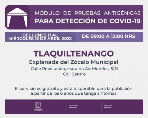 <a href="/noticias/instalaran-autoridades-sanitarias-modulo-de-pruebas-antigenicas-para-deteccion-de-covid-19">Instalarán autoridades sanitarias módulo de pruebas antigénicas para detección de COVID-19 e...</a>