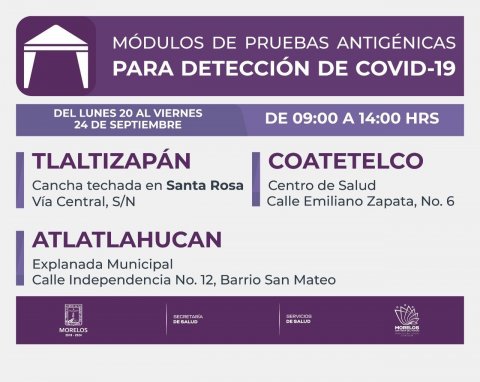Mantiene Gobierno de Morelos detección oportuna de casos COVID-19 a través de pruebas antigénicas