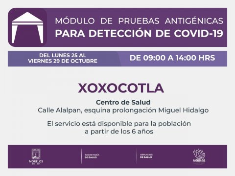 <a href="/noticias/del-25-al-29-de-octubre-el-modulo-de-pruebas-antigenicas-estara-en-xoxocotla">Del 25 al 29 de octubre el módulo de pruebas antigénicas estará en Xoxocotla</a>
