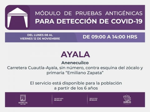 Lleva SSM módulo de pruebas antigénicas al municipio de Ayala
