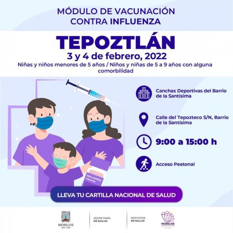 Lleva SSM vacuna contra influenza para menores de edad en Tepoztlán