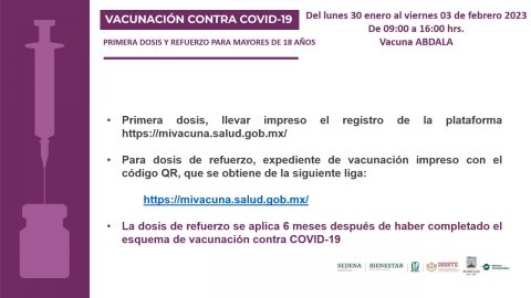 <a href="/noticias/permanece-vacunacion-contra-covid-19-para-menores-de-5-11-anos-y-personas-mayores-de-18">Permanece vacunación contra COVID-19 para menores de 5 a 11 años y personas mayores de 18 añ...</a>